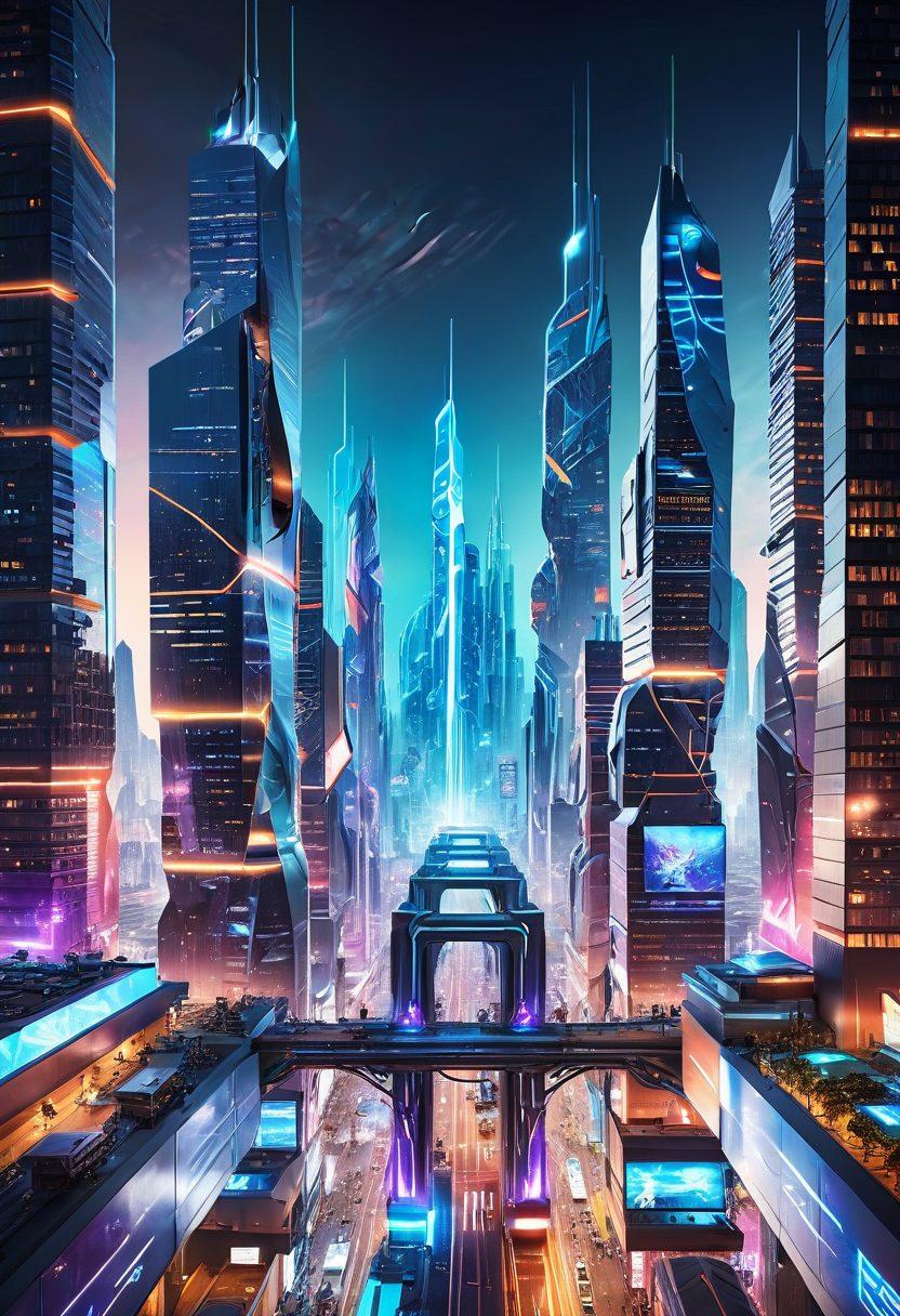 A dynamic illustration of a futuristic city powered by advanced technology, symbolizing the essence of 6TGP, with glowing circuits and vibrant nodes connecting various elements. Include diverse individuals engaging with innovative devices and showcasing enjoyment through seamless interactions. Use energetic colors to convey a sense of progress and discovery, with an abstract representation of 'power' radiating from the center. super-realistic. vibrant colors. 3D.